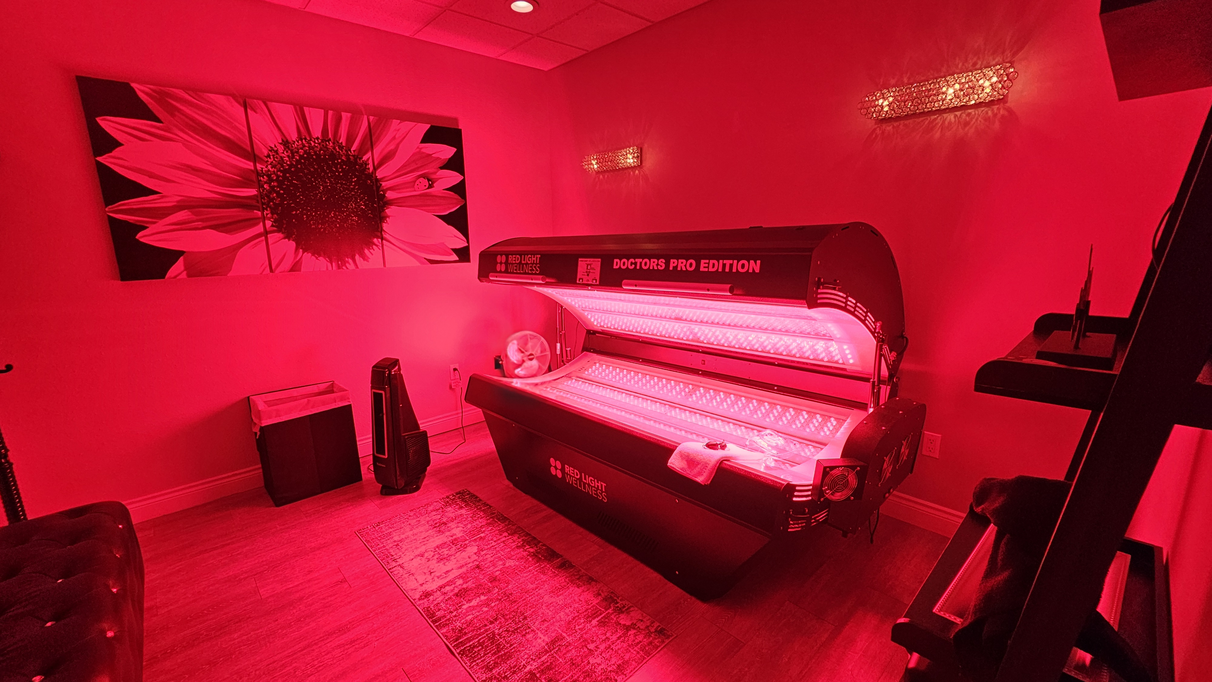 A restorative red light therapy bed in the LeBlanc Wellness Center studio